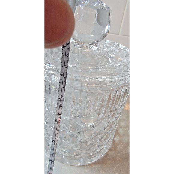 Czech MCM Vintage ￼Cut Crystal ￼Ice Bucket -Cookie Jar Canister w/Lid Starburst - Picture 7 of 7